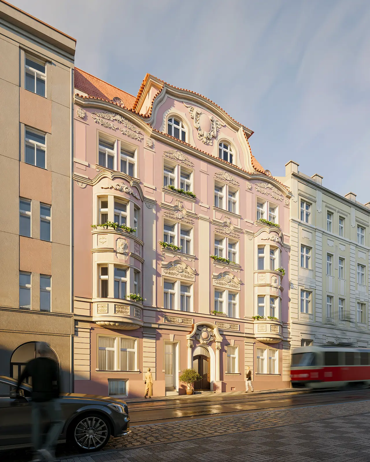 Bělehradská 29, exteriér boční pohled