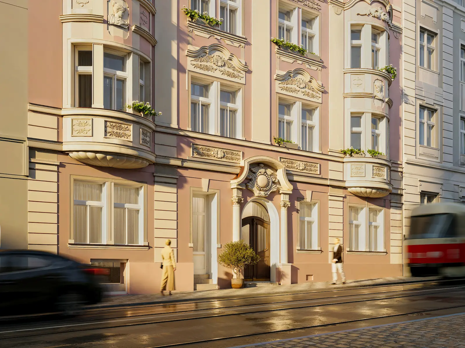 Bělehradská 29, detail vstupní partie