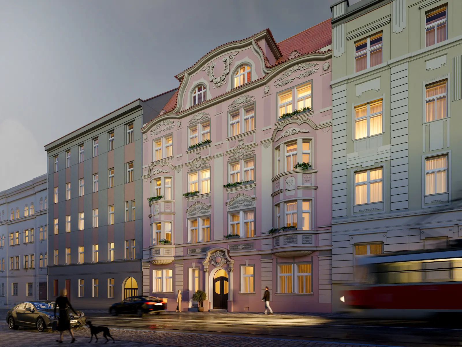 Bělehradská 29, panoramatický pohled z ulice
