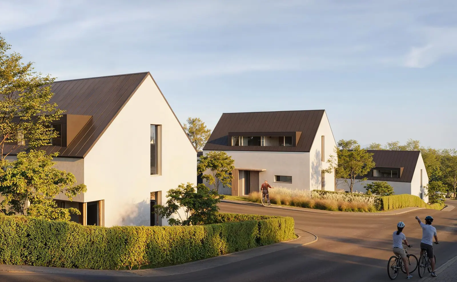 Project Ježkovice, exteriér, ulice s cyklisty, vizualizace 06