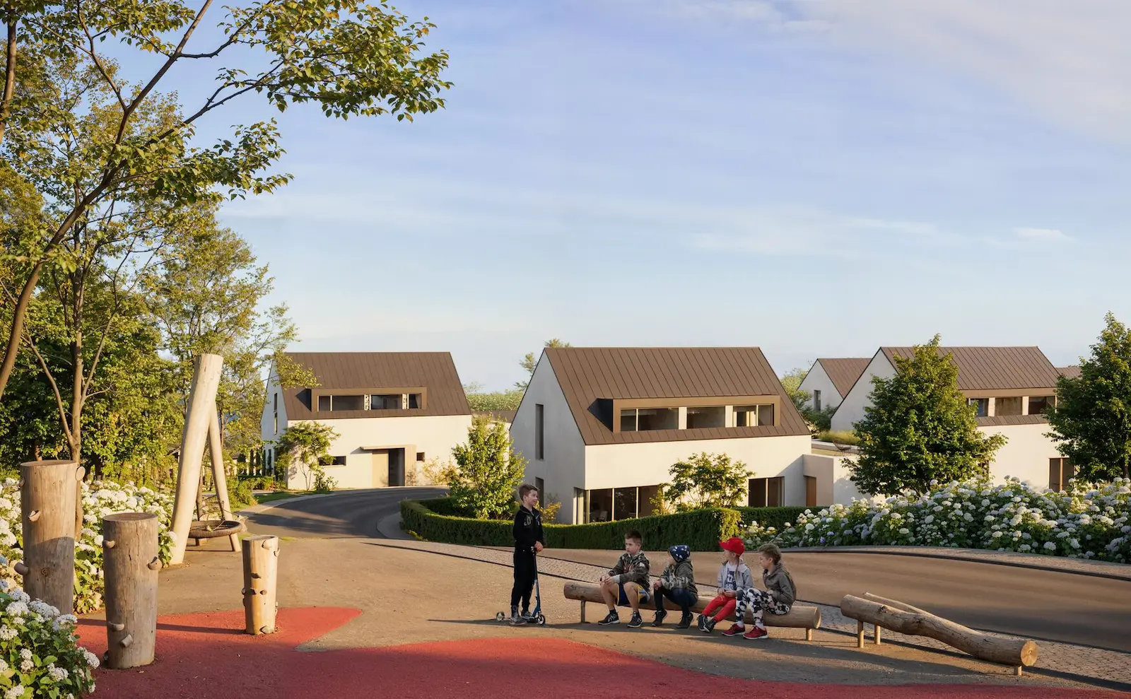Project Ježkovice, exteriér, hřiště a domy, vizualizace 07