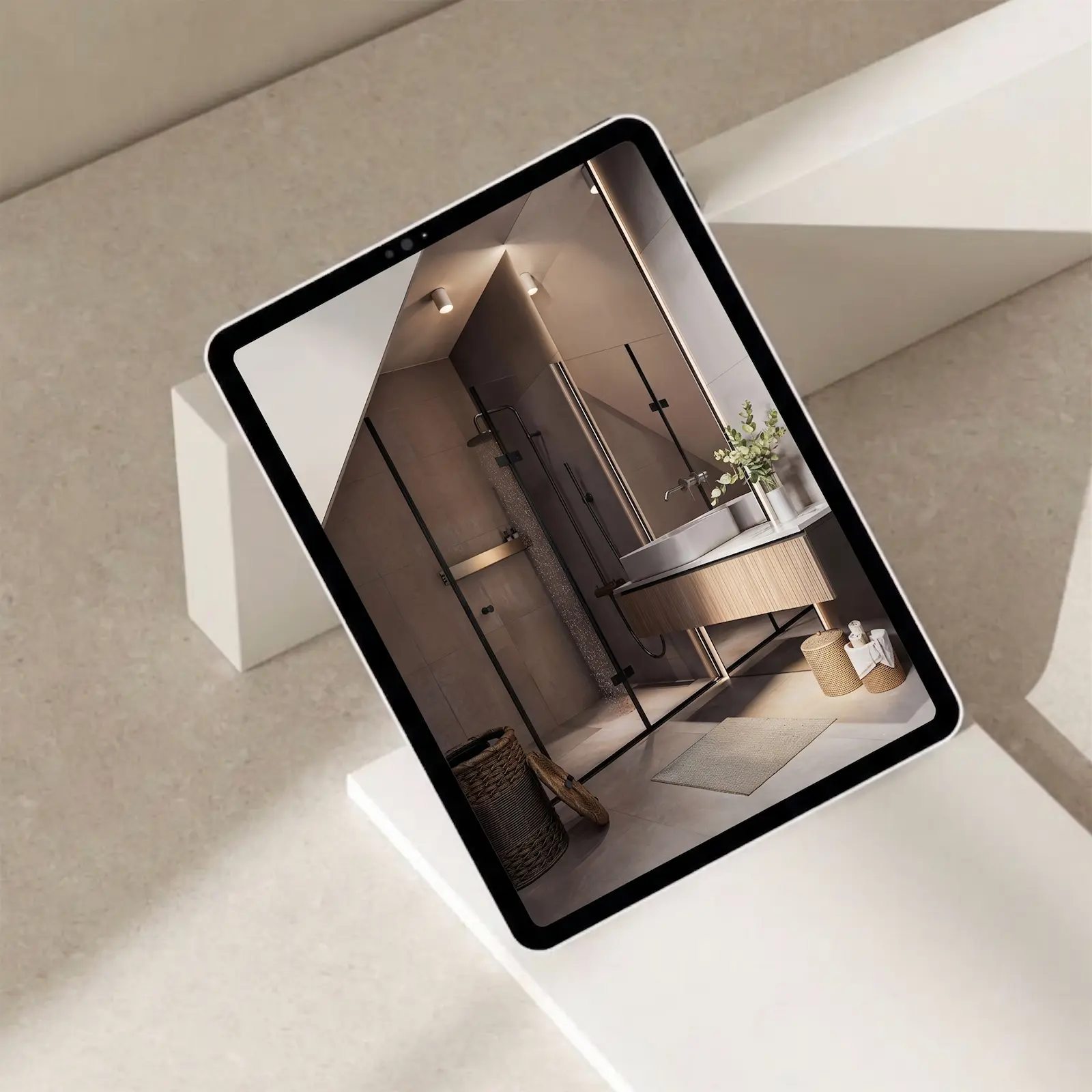 Project Ježkovice, mockup koupelny na tabletu