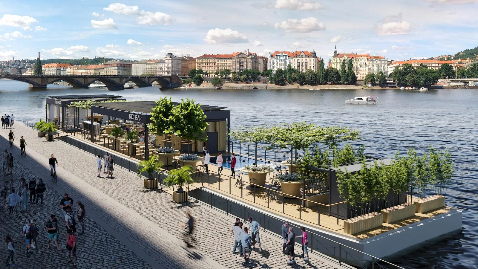 Plovoucí Bazén, Rio Bar pohled z nábřeží