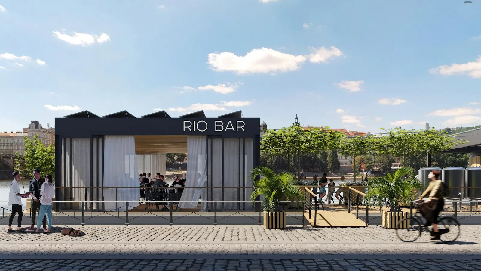 Plovoucí Bazén, čelní pohled na Rio Bar