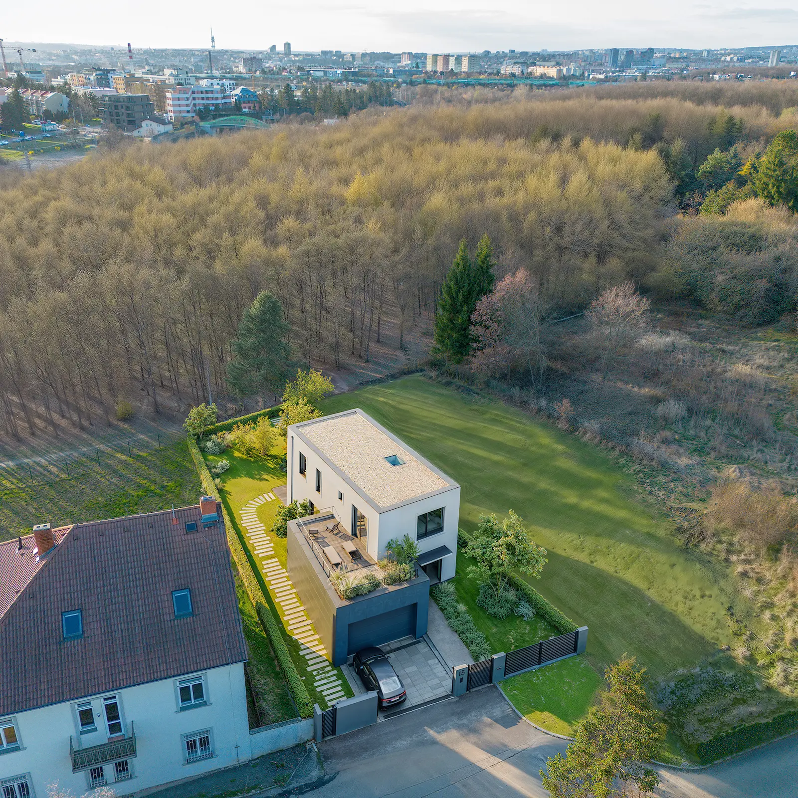 Vila Hostivař, letecký pohled, hlavní vizualizace