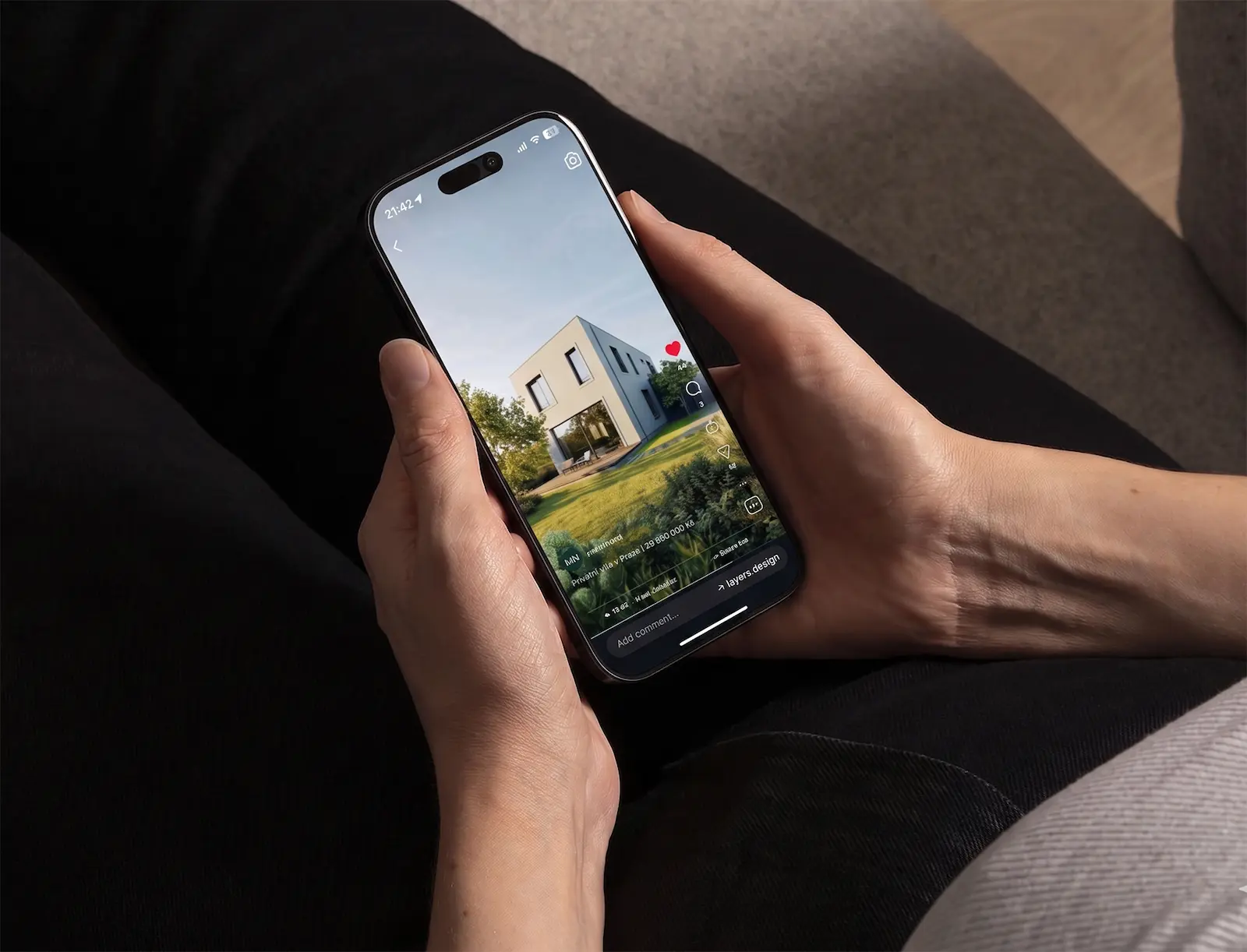 Vila Hostivař, mockup Instagram reels